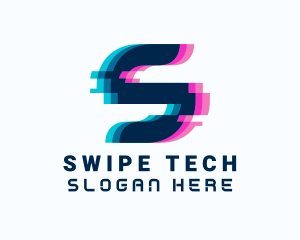 Digital Glitch Letter S logo design