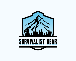 Shield Hiking Mountain logo design