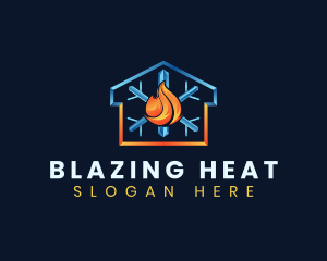 Heating Cooling House logo design