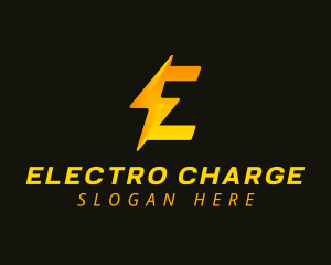 Electric Thunder Letter E logo design