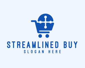 Cross Shopping Cart logo design