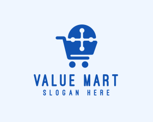 Cross Shopping Cart logo design