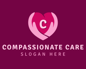 Caring Heart Hand Lettermark  logo design