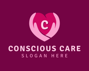 Caring Heart Hand Lettermark  logo design