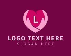 Caring - Caring Heart Hand Lettermark logo design