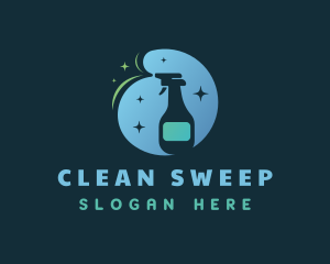 Clean Sanitary Spray Bottle logo design