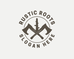 Lumberjack Axe Carpentry logo design