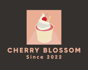 Cherry Ice Cream Dessert logo design