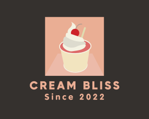 Cherry Ice Cream Dessert logo design