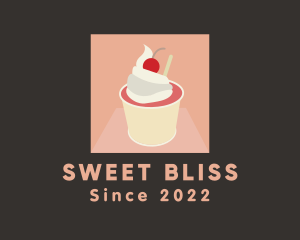 Cherry Ice Cream Dessert logo design