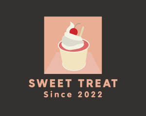 Cherry Ice Cream Dessert logo design