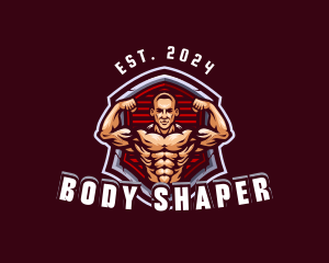 Bodybuilder Hunk Man Trainer logo design