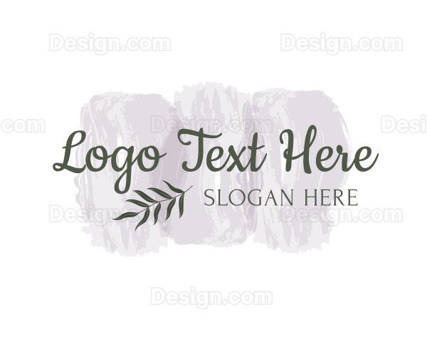 Leaf Watercolor Texture Wordmark Logo