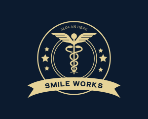 Caduceus Staff Medical Hospital Logo