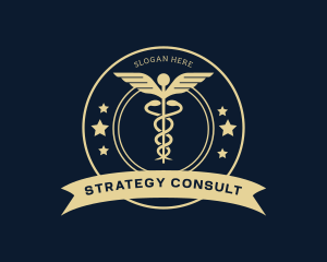 Caduceus Staff Medical Hospital Logo