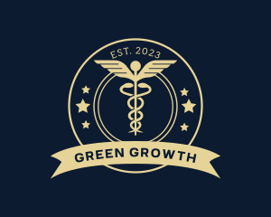 Caduceus Staff Medical Hospital logo design