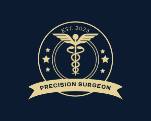 Caduceus Staff Medical Hospital logo design