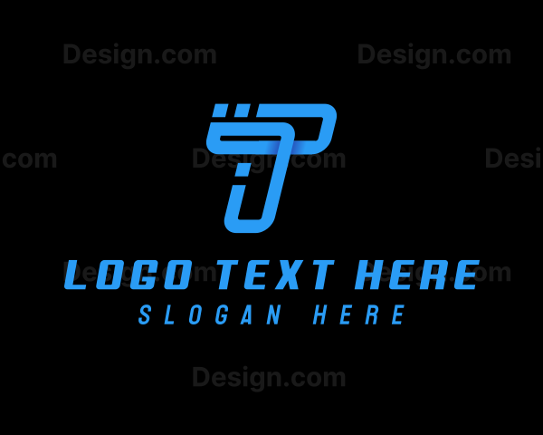 Digital Cyber 3D Letter T Logo