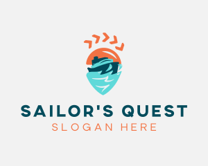 Ship Location Pin Travel logo design