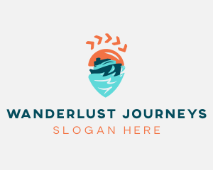 Ship Location Pin Travel logo design