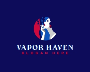 Woman Smoke Cigarette logo design