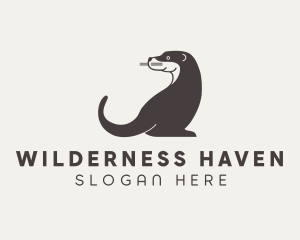 Otter Animal Wildlife logo design