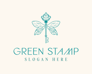 Ornate Green Key logo design