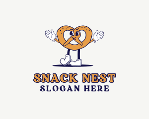 Retro Cartoon Pretzel logo design