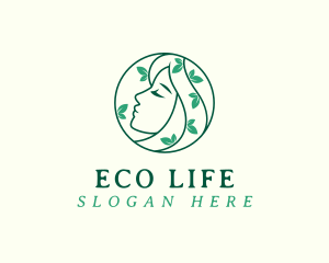 Eco Woman Face logo design