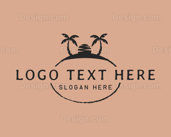 Sunset Island Palm Trees Logo