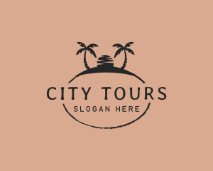 Sunset Island Palm Trees logo