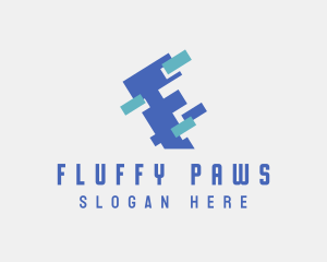 Digital Pixel Letter F logo design