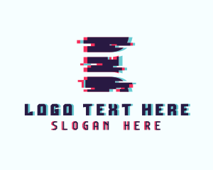 Pixel Glitch Letter E logo