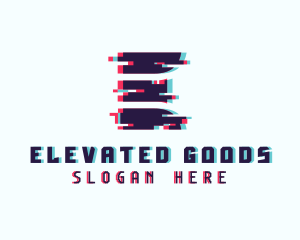 Pixel Glitch Letter E logo design