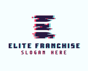 Pixel Glitch Letter E logo design