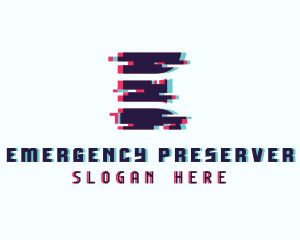 Pixel Glitch Letter E logo design