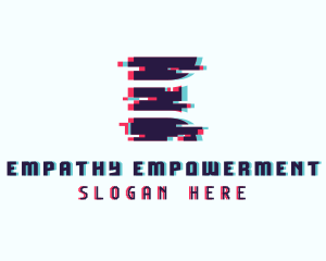 Pixel Glitch Letter E logo design