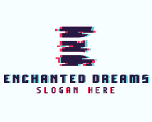 Pixel Glitch Letter E logo design