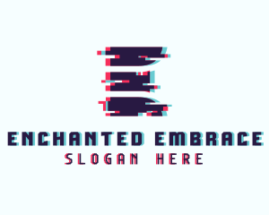 Pixel Glitch Letter E logo design