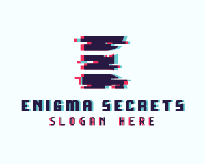 Pixel Glitch Letter E logo design