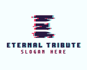 Pixel Glitch Letter E logo design