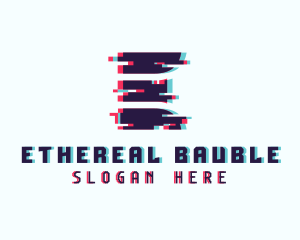 Pixel Glitch Letter E logo design