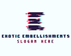 Pixel Glitch Letter E logo design