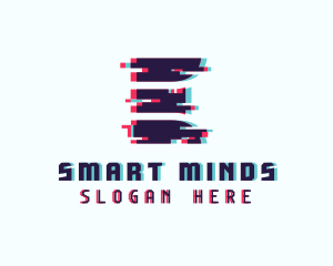 Pixel Glitch Letter E logo