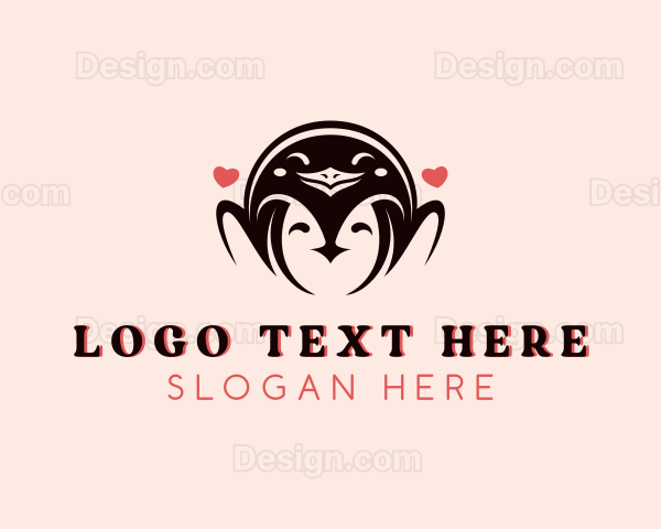 Heart Penguin Animal Logo