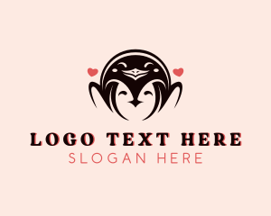 Heart Penguin Bird Logo