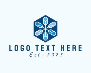 Hexagon Pencil Snowflake  logo