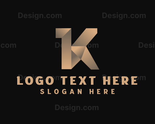 Origami Polygon Letter K Logo