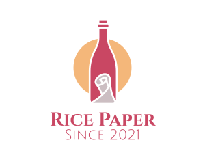 Wine Bottle Scroll logo design