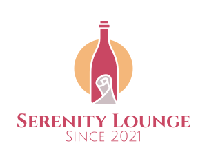 Wine Bottle Scroll logo design